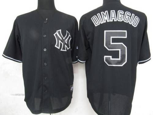 Yankees #5 Joe DiMaggio Black Fashion Stitched MLB Jersey - Click Image to Close